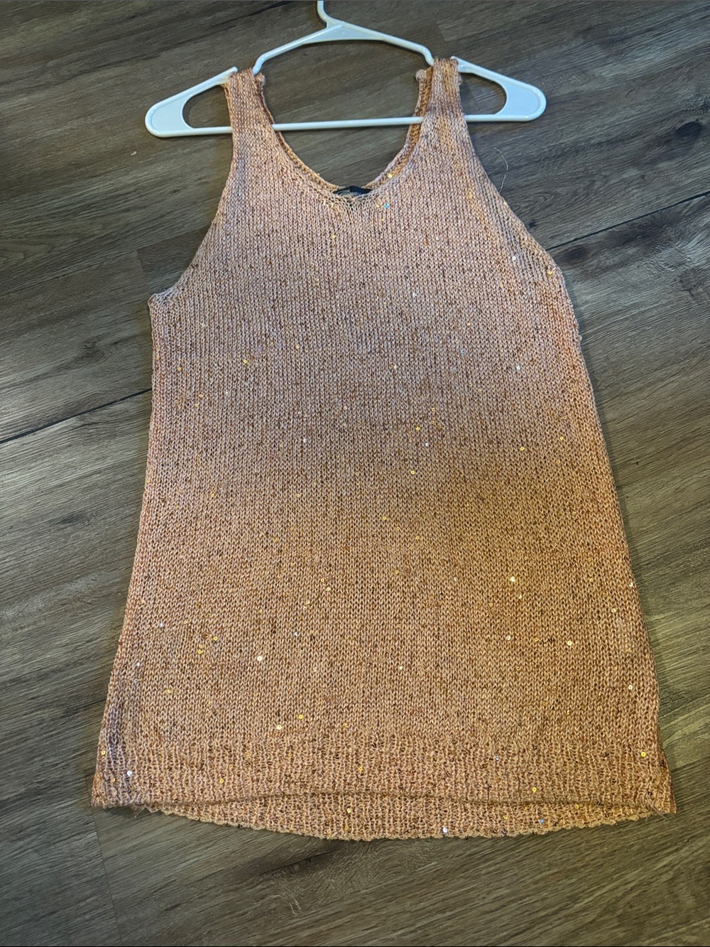 Sequin Knit Tank Top - Copper Tone